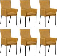 Set van 6 Cognac leren moderne eetkamerstoelen Royal - poot vierkant zwart - Granada leer Amber (cognac leer) - thumbnail