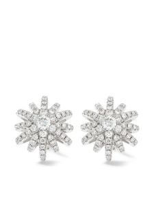 David Yurman boucles d'oreilles Starbust en or blanc 18ct serties de diamants - Argent