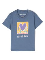 Palm Angels Kids x Keith Haring t-shirt à imprimé cœur - Bleu