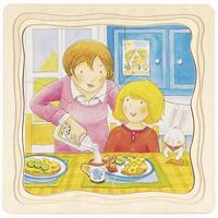 Goki legpuzzel 4 in 1 Een Dag Uit Mijn Leven 20 cm hout