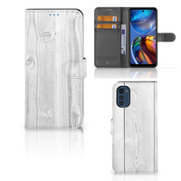 Motorola Moto E32 | Moto E32s Book Style Case White Wood - thumbnail