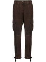 P.A.R.O.S.H. pantalon en daim à coupe droite - Marron