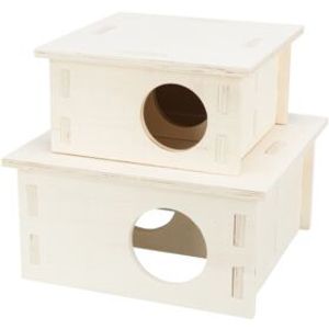 TRIXIE KNAAGDIERHUIS 2 KAMERS ONBEHANDELD HOUT NATUREL 25X25X12 CM