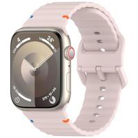 By Qubix - Wave sportband - Roze - Compatible met Apple Watch 38mm / 40mm / 41mm / 42mm - Compatible Apple watch bandjes