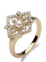 Yoko London bague en or 18ct sertie de diamants et de perles - thumbnail