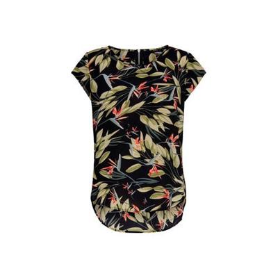ONLY top Vic met bladprint zwart/groen/rood