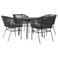 vidaXL 5-delige Tuinset met kussens poly rattan glas zwart