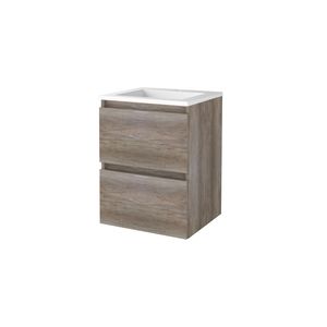 Badmeubelset Aquasplash Salt 50x46 cm Greeploos 2 Lades Met Wastafel Acryl 1 Kraangat Scotch Oak Aquasplash