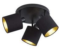 Reality Leuchten Tommy R80333979 Spotbalk, metaal mat zwart, stoffen kap, Zwart