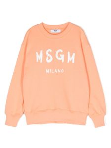 MSGM Kids sweat en coton à logo imprimé - Orange