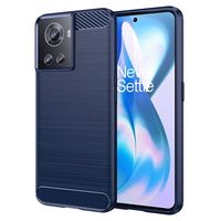 OnePlus Ace/10R Geborsteld TPU Hoesje - Koolstofvezel - Blauw - thumbnail