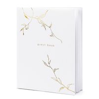 Gastenboek/receptieboek Nature - Bruiloft - wit/goud - 20 x 24,5 cm