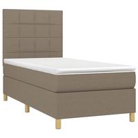 vidaXL Boxspring met matras en LED stof taupe 80x200 cm, bed, boxspringbed, tweepersoonsbed, slaapmeubel, boxspring bed, bed met matras, bedframe