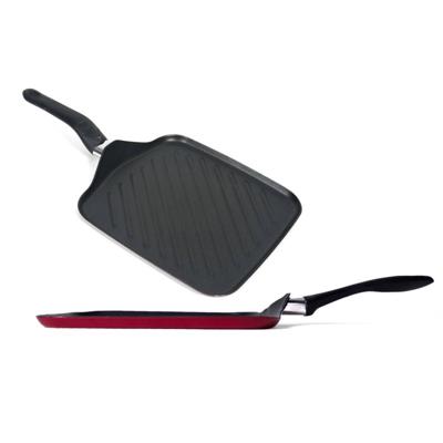 Aluminium grillpan vierkant met anti-aanbak laag 27,50 cm - Grilpannen Aluminium grillpan vierkant met anti-aanbak laag 27,50 cm - Grilpannen