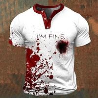 i'm fine heren grafisch overhemd kleurblok prints mode basic casual 3d henley T-shirt vintage outdoor dagelijks gaand zwart blauw roodamp; witte katoen Lightinthebox