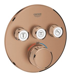 Inbouwkraan Grohe Grohtherm Smart Control Thermostaatkraan met 3-weg Omstelling Warm Sunset Geborsteld