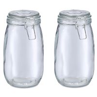 Voorraadpot/bewaarpot Alfie - 2x - 1.4L - glas - beugelsluiting - D11 x H22 cm - thumbnail