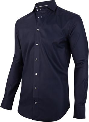 Cavallaro Heren Overhemd Navy Oxford Cutaway Slim Fit
