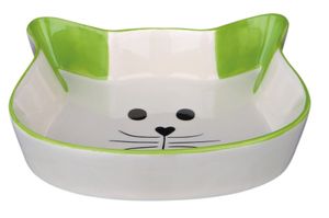 TRIXIE VOERBAK / WATERBAK KATTENHOOFD MET GEZICHT KERAMIEK ASSORTI 15X10 CM 200 ML 4 ST