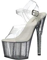 Pleaser USA Sabot Lap Dance Pole Dance Sandalen Decollete Exotic Dancer Transparant Hak 17.0, Clr, 37 EU