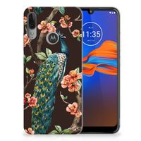 Motorola Moto E6 Plus TPU Hoesje Pauw met Bloemen