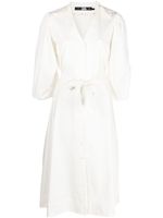 Karl Lagerfeld robe-chemise à taille nouée - Blanc