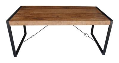 LivingFurn Industriële Eettafel 'Strong' 160 x 90cm, Mangohout en staal