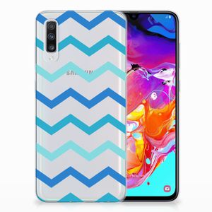 Samsung Galaxy A70 TPU bumper Zigzag Blauw