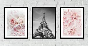 Posters - Bloemen en Eiffeltoren / Set van 3