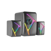 Mars Gaming MS-H21, RGB 2.1 Gaming Luidsprekers en Subwoofer 35W, Inverted 3D Surround Driver- Systeem, Compacte Luidsprekers met RGB Dynamische Verlichting, USB Voeding 3,5mm Jack Connector, Zwart