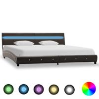 vidaXL Bedframe met LED kunstleer grijs 160x200 cm