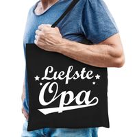 Katoenen cadeau tasje liefste opa zwart