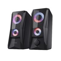 Trust Gaming GXT 606B Javv 2.0 Luidsprekers met RGB Verlichting, 12W (6W RMS), USB-voeding, 3,5 mm Audioaansluiting, Compacte Luidsprekerset, Stereo PC Speaker Set voor Computer, Laptop - Zwart