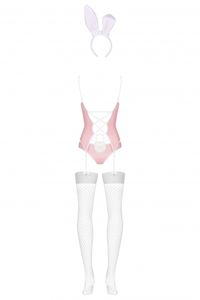 Obsessive Bunny Lingerieset Roze, Wit Elastaan, Nylon, Polyester