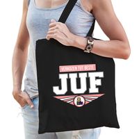 Verkozen tot beste juf katoenen tas zwart voor dames - cadeau tasjes - thumbnail