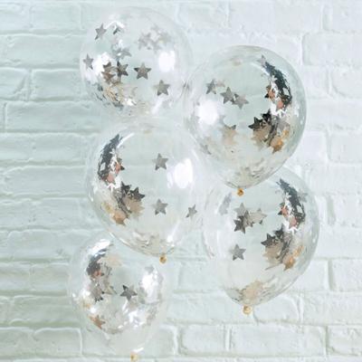 Confetti ballonnen Stars zilver (5st) Silver Metallic Star Confetti ballonnen Stars zilver (5st) Silver Metallic Star