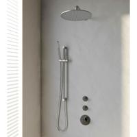Regendoucheset 22 Inbouw Muur Brauer Brushed Edition 30cm Rond Geborsteld Nikkel PVD 3 Greeps 3-weg Met Thermostaatkraan Glijstang en Staafhanddouche