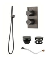 Saniclear Iron thermostatische inbouw badkraan met afvoer / overloopcombinatie verouderd ijzer - gunmetal