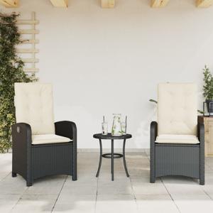 Tuinstoelen 2 st verstelbaar met kussens poly rattan zwart