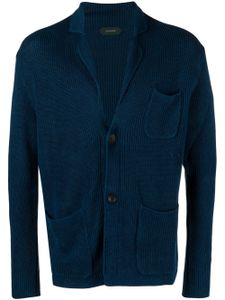 Zanone cardigan en maille à col v - Bleu