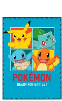 Pokemon fleece plaid Pikachu, Squirtle, Charmander & Bulbasaur - 100 x 140 cm - thumbnail