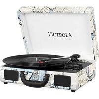Victrola (DE) DRAAITAFEL VINTAGE KOFFER DRAAGBAAR MET BEDRUKTE KAART
