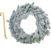 Kerstkrans groen met sneeuw 46 cm kunststof incl. deurhanger