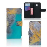 Xiaomi Redmi 8A Bookcase Marble Blue Gold - thumbnail