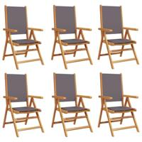 vidaXL Tuinstoelen 6 st verstelbaar hout en stof antracietkleurig, inklapbare tuinstoel, terrasstoel, loungestoel, tuin stoel, loungestoel tuin