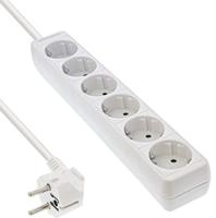 Inline stekkerdoos, wit, 6-voudig, 6x veiligheidscontact, 3m toevoerkabel, met kinderbeveiliging