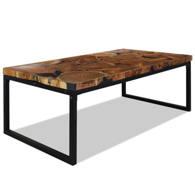 vidaXL Salontafel 110x60x40 cm teakhout en hars