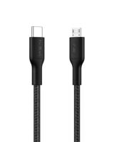 Belkin Eco USB-C naar Micro USB Kabel (1 m) - Zachte, Gevlochten, Flexibele, High Speed Laadkabel, USB-IF-gecertificeerd Type C naar Micro USB Oplader Kabel voor camera’s, luidsprekers en meer - Zwart