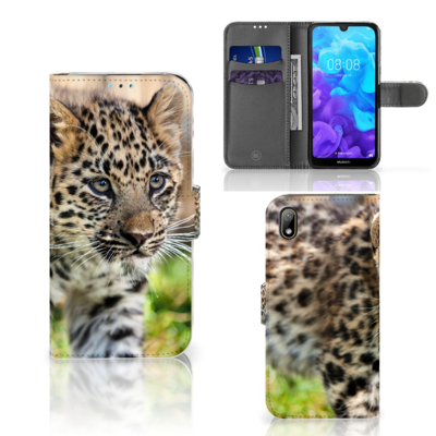 Huawei Y5 (2019) Telefoonhoesje met Pasjes Baby Luipaard Huawei Y5 (2019) Telefoonhoesje met Pasjes Baby Luipaard