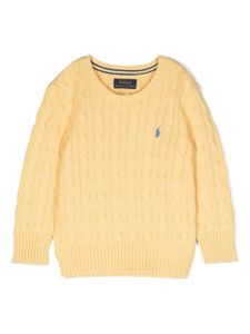 Ralph Lauren Kids pull en maille torsadée à logo brodé - Jaune